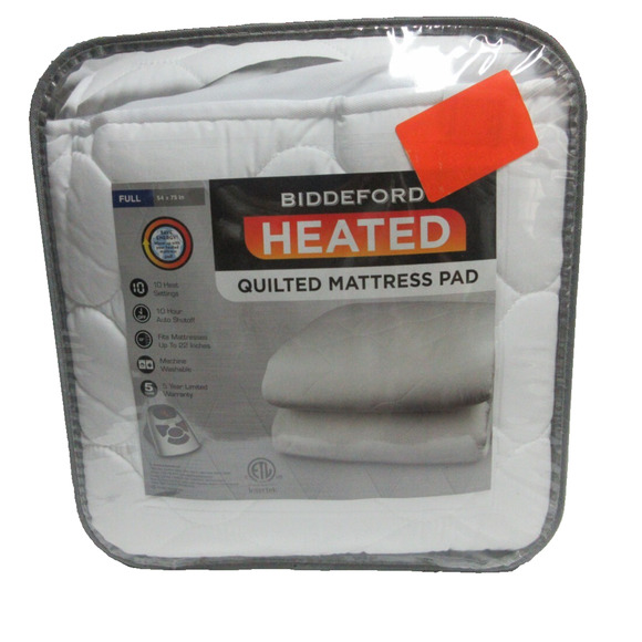 BIDDEFORD HEATED FULL MATTRESS PAD 54” X 75” WHITE 1 CONTOLLER & INSTRUCTION NEW